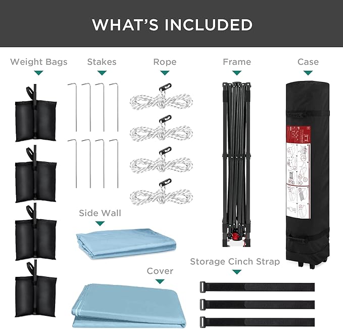 Best Choice Products 10x10ft Easy Pop Up Canopy w/Side Wall, 10 Pockets, Portable Carrying Case, 1-Button Setup, 4 Weight Bags - French Blue/White