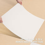 Carpet Tile 20 Pack 24” X 24” Self Adhesive Carpet Floor Tiles Anti-Slip Squares Peel and Stick Floor Tile DIY Installation for Bedroom (20, White)