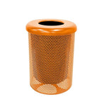 COATEDOUTDOORFURNITURE RFT-P-ORG Heavy Duty Round Trash Receptacle with Flat Top, Liner Included, 32 Gallon, Orange, Made in America