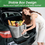 Fab totes Reusable Grocery Bags, Large Foldable Shopping Tote Bags with Reinforced Handles & Hard Bottom,3 Pack,Grey