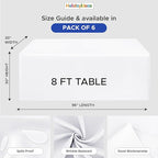HolidayIdeas Fitted Rectangle Table Cloths 8ft Table Covers for Vendor Booth Display, Banquet, Wedding, Parties,30x96 Inch, White, 6 Pcs