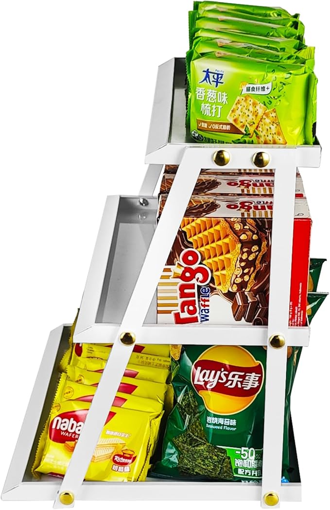 CozyNova 3 tier candy display - Snack holder with snack holder - Multi-functional counter snack and chip holder for stores - Cupcake display stand (White)