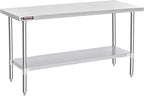 DuraSteel 30x72 Stainless Steel Prep Table - NSF Commercial Kitchen Metal Worktable - Large Laboratory Benches with Under Shelf - For Laundry Room, Kitchen, Garage, Restaurant