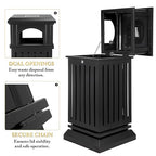 Black Stainless Steel Commercial Trash Can with Locking Lid, Heavy Duty Outdoor/Indoor Waste Container, Perforated Steel Panels, Removable Inner Bucket for Patio, Park, Garden-35.5x15.8x15.8in