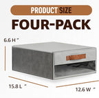 Closet Organizers and Storage Bins, Stackable Storage Drawers, Fabric Organizer Bins with Drawers,Stackable Closet Bins with Clear Window for Bedroom, Shelf,Room15.7"x 12.6"x 6.7"(Grey)