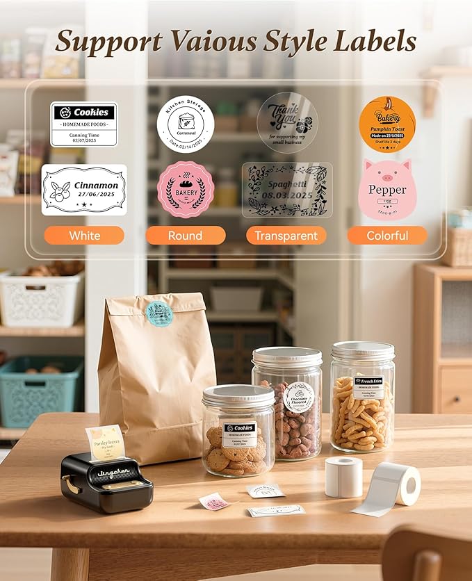 NIIMBOT B21 Label Maker, Thermal Label Printer, Portable Inkless Label Makers for Home/Office/Business, with 1 Pack 50x30mm White Label, Compatible with iOS & Android (Black)