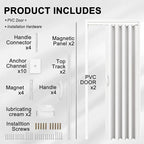 37-48 x 80in Enhanced Accordion Doors Interior Folding Door, White PVC Accordion Door with Upgraded Roller & Handle & Complete Hardware, for Closet Bathroom Doorways