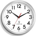 Atomic Wall Clock Analog 12 Inch Battery Operated Modern Decorative for Living Room Kitchen Office Bedroom Bathroom(Silver)