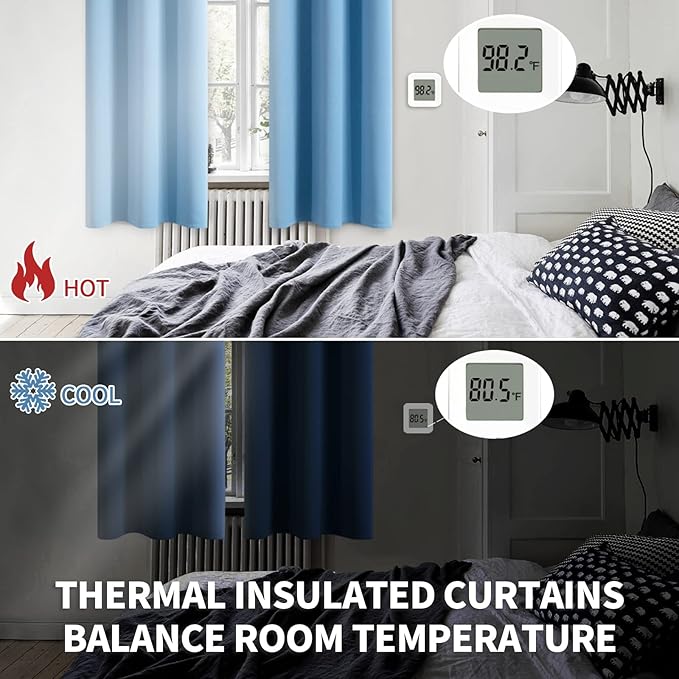 BGment Room Darkening Curtains 63 Inches Long - Grommet Thermal Insulated Drapes Window Treatment Curtains for Bedroom, 2 Panels, 42 x 63 Inch, Sky Blue