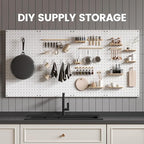 Pegboard, Metal Peg Board, Pegboards Wall Organizer with 76 Pcs Hooks, Sturdy Peg Board for Garage Tool Organization, Home & Office Wall Decoration (White, 4 Pack)