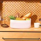Small Storage Baskets for Organizing | Closet Organizer Bins | Shelf Toy Basket | Woven Rope Baskets | Cube Decorative Box | Shallow Basket | 11.5x7.5x4.7” | 4 Packs White Pink