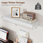 fuqing Floating Shelves for Wall - White Wood Wall Shelves Set of 3 - Modern Style Wooden Shelves for Room Decor & Storage