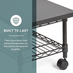 Safco Onyx Rolling Cart Printer Stand, Under-Desk Mobile Utility Table for Home Office with Steel Shelf, Black
