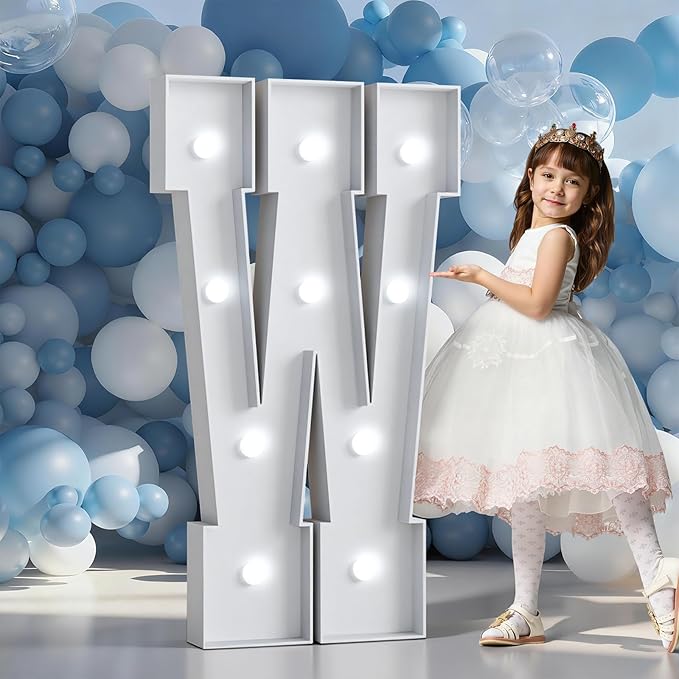 Marquee Letters 4 Feet Tall Large Light Up Letters Baby Shower Decorations Wedding Engagement Proposal White Party Decorations Marry Me Sign Big Cardboard Backdrop W