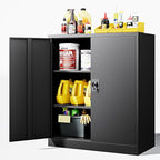 Letaya Metal Storage Cabinets with Lock Door,2 Adjustable Shelves Organizer Steel Storage Cabinets for Home,Office,Warehouse,Garage,Employee Lockers(Black)