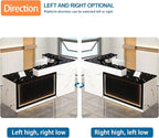 L-Shaped Reception Desk with Counter LED Light and Lockable Drawers and Storage Tall Modern Front Desk Reception Counter for Checkout Lobby Beauty Salon D Right 63inch/160cm