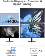 Portable Dual Monitor 18.5" 100Hz FHD 1080P Stacked Monitor, Dual Vertical Displays for Coding/Gaming/Trading, USB-C Mini HDMI Laptop Screen Extender(No Driver Needed)