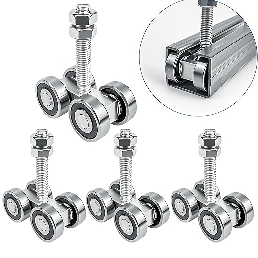 4 Wheel Trolley Assembly Roller Trolley Silent M10 Bolt for use with 1-5/8" Wide and All 1-5/8" or Taller Strut Channel 4Pcs