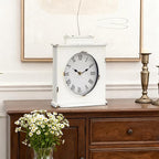 MODE HOME Vintage Mantel Clock with Distressed Finish, Antique Style Battery Operated Metal Decorative Table & Mantel Clock for Living Room Fireplace, Large Decorative Desk & Shelf Clocks for Home