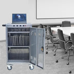 Laptop Charging Cart,35 Devices Tablet Storage Carts for pad Up to 16.3" Screen Size, Classroom Computer Mobile Charging Station for pads, Chromebooks,Laptops, Security Storage(31+4 Bay-Silver)