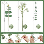 Serwalin 300 Pcs Mixed Artificial Eucalyptus Stems，Babys Breath Artificial Flowers Bulk with Artificial Fake Greenery Stems for Wedding DIY Bouquets Floral Arrangement Home Decor