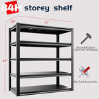 5-Tier 55" W x 24" D x 84" H Garage Shelving 3500LBS Storage Shelves Heavy Duty Metal Shelf Unit Adjustable Basement Industrial Storage Racks (84 * 55 * 24)