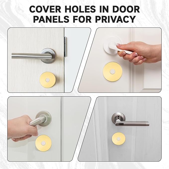 Door Hole Cover Plate, Door Knob Cover Door Knob Plate 2-5/8" Diameter Gold Door Knob Covers Door Hole Filler Plate for Home Security