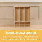 Sleekline 3-Section Toddler-Sized Coat Locker with Bench, Kids Furniture, Natural