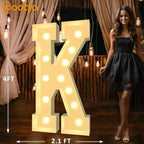 Pooqla 4 FT Marquee Light Up Letters, Cool White and Warm White Marquee Letter 4 Feet Tall, Giant LED Sign Big Mosaic Letter K for Balloons Birthday Party Anniversary Wedding Decorations