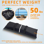 Umbrella Base Weight Sand Bags, 2 x 50 LBS Fillable Sand Bag for Umbrella Base, Cantilever Patio Umbrella, Trampoline, Outdoor Garden Backyard Furniture (Without Filler)