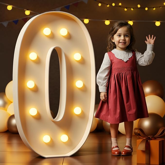 Marquee Numbers 4 Feet Tall Large Light Up Numbers 40th 50th 60th Birthday Decorations Women Men Big Yellow Light Outdoor Anniversary Decorations Balloon Arch Kit Party Backdrop 0