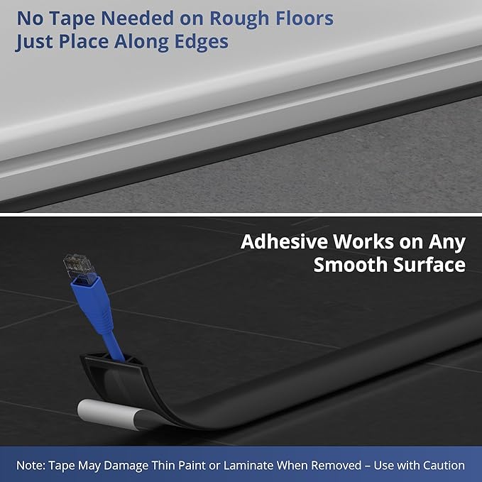 ZhiYo 5.6ft Cord Covers for Wires on Floor, Cord Hider Floor Hide Extension Cords, Soft PVC Cable Cover Cable Protector, Wire Cavity W0.62in H0.31in, Vintage Coffee