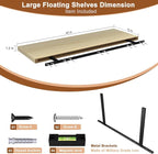 12 Inch Deep Floating Shelves for Wall 2 Pack Floating Shelfs Large Storage Space Wall Decor Display Shelf for Bathroom Living Room Bedroom Kitchen 40" W x 12" D x 1.2" H Natural Wood