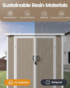 5x3 Resin Garden Sheds & Outdoor Storage on Clearance, Weather-Resistant Plastic Shed with Floor and Lockable Door for Garden Tools, Lawn Mower, Bike, Backyard Organization, Warm Gray