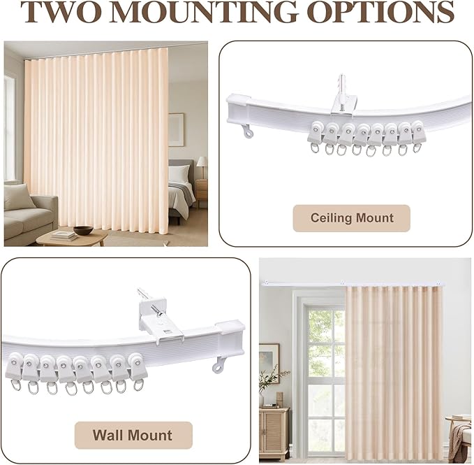Faux Linen Semi Sheer 1 Panel Room Divider Curtain with Flexible Tracks, Extra Wide Light Filtering Privacy Curtains for Patio Sliding Glass Door, Room Divider Drapes for Living Room, Beige, W100xL96