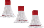 Matthew Cleaning Microfiber String Mop Heavy Duty Commercial Wet Mop Head Replacement,Excellent Absorbency,Premium Launderability,Reusable for Home,Commercial and Industrial Use(White,3Pack)