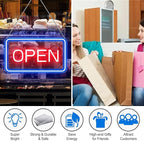inShareplus 16"x 9" Super Bright Open Sign,12V LED Neon Open Signs for Business for Window, with ON/OFF Switch, Electric Light up Signs for Stores, Restaurants Retail Shops (Blue-Red-Horizontal)