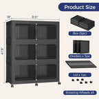 150GAL Extra Large Storage Bins with Lid, 600Qt Stackable Closet Organizers and Drawers, Collapsible Storage Bins with Wheels, Folding Containers for Home, Kitchen Office, 3Pack Black
