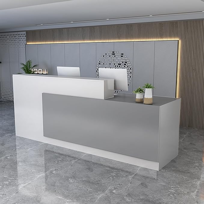 Reception Counter Desk, Front Counter Desk with Lockable Drawers, Modern Retail Counter,Home Office Desk Wooden Computer Desk Reception Table,for Checkout Office/Beauty Salon/Lobby
