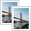 Frametory, 14x18 Metal Picture Frame with Mat for 12x16 Picture & Real Glass, Aluminum Photo Frame Collection (Silver, 2 Pack)
