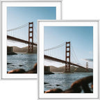 Frametory, 14x18 Metal Picture Frame with Mat for 12x16 Picture & Real Glass, Aluminum Photo Frame Collection (Silver, 2 Pack)