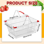 2 Pack Wire Shopping Baskets with Handle and Bumpers 17.7 x 12.6 x 7.9 Inch Foldable Sturdy Metal Basket Storage Organizer for Retail Grocery Supermarkets Kitchen Vegetables Fruits Picnic