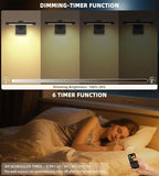 Joosenhouse Battery Operated Picture Light (2-Pack), 5000mAh Rechargeable Wall Light, Wireless Art Display Light with Remote Timer and Dimmer, 12.6-Inch Black Painting Light