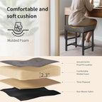 Saddle Seat Vanity Stool, Makeup Stool Chair with Metal Leg, U-Shaped Leather Ottoman Foot Rest Stool, Small Square Chairs Under Desk for Vanity, Living Room, Bedroom, Modern Makeup Bench Grey&Black