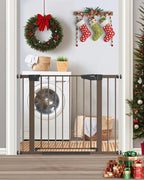 Cumbor 29.7-40.6" Baby Gate for Stairs, Mom's Choice Awards Winner-Dog Gate for Doorways, Pressure Mounted Auto-Close Pet Gates for Dogs Indoor, Safety Child Gate with Easy Walk Thru Door, Brown