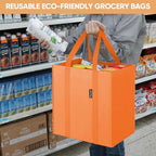 BALEINE 4 PK Grocery Bags Reusable Shopping Bags with Reinforced Bottom, Heavy Duty Foldable Tote BagsLight yellow, 4 Pack
