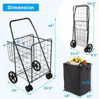 Goplus Folding Shopping Cart for Groceries, Upgraded Jumbo Grocery Cart with Waterproof Liner, 32 Gallon Capacity, 360° Rolling Swivel Wheels and Double Basket, Heavy Duty Foldable Utility Cart