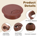 uxcell 8 Pcs 53mm (2.09 Inch) Desk Grommet, Plastic Cable Hole Cover, Wire Cord Cable Organizer for Home Office Computer Desk Cabinet, Brown