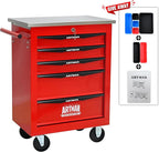 5-Drawer Heavy-Duty Rolling Tool Chest with Wheels & Steel Roof, Lockable Tool Chest Storage Cabinet for Garage, Workshop, Warehouse, and Repair Shop