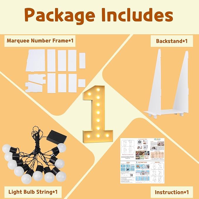 Imprsv 4FT Light Up Letters, Marquee Numbers for 1st 21st Birthdays & Anniversaries, Mosaic Numbers Kit